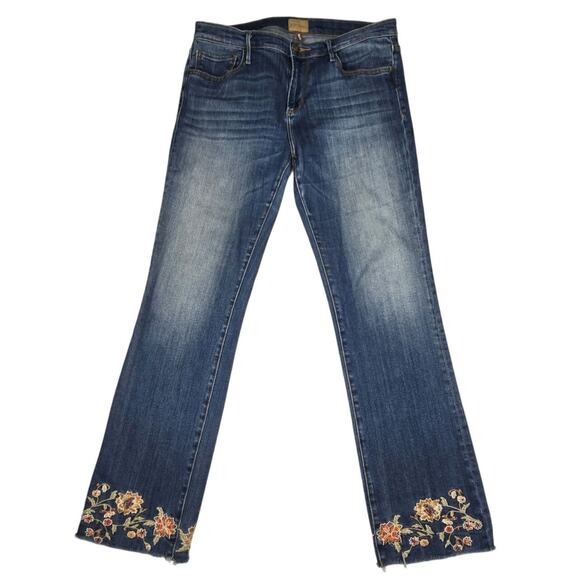 DRIFTWOOD Denim - Driftwood Colette Jeans Floral Embroidered 31 (34x30) Raw Hem Denim READ